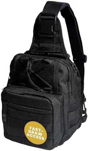 GunZee Tactical Sling Backpack MOLLE-Compatible Sling Bag for EDC Travel Camping Hiking Hunting Fishing and Tactical or Military Use Multiple Compartments Concealed Carry and Range Bag