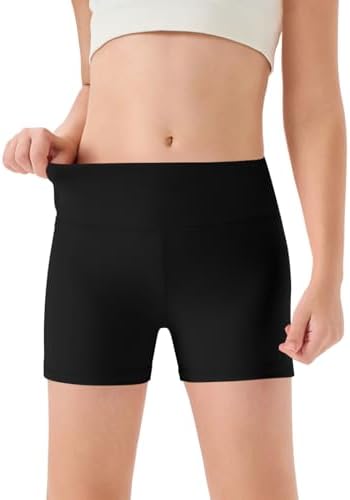Haloumoning Girls Athletic Shorts Kids High Waisted Yoga Dance Biker Shorts Comfy Gymnastics Shorts 5-14Y