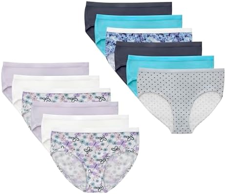 Hanes Brief Underwear Stretch Cotton Panties for Girls Assorted 12-Pack