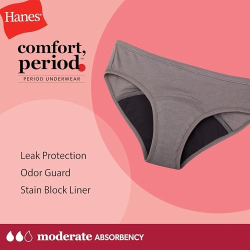 Hanes Girls' Comfort Period. Boys'hort & Hipster Period Underwear Moderate Protection Multi-Pack