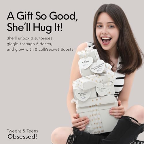 HAPPY LOLLI Birthday Gift For Tween & Teen Girls – 8 Wrapped Gifts With Empowering Tasks – Perfect For Christmas & Birthdays
