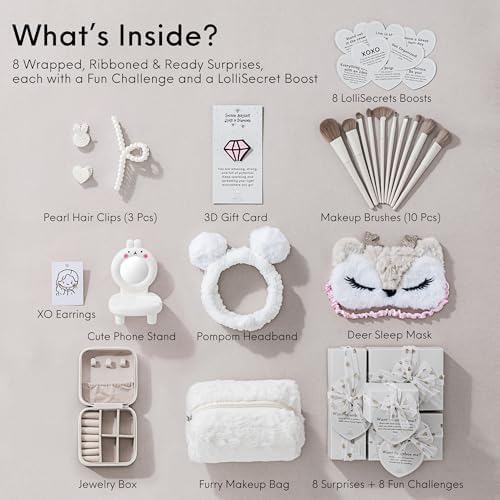 HAPPY LOLLI Birthday Gift For Tween & Teen Girls – 8 Wrapped Gifts With Empowering Tasks – Perfect For Christmas & Birthdays