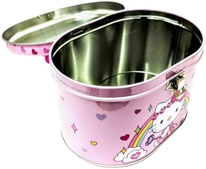 Hello Kitty Oval Carry All With Beaded Handle Pink And White Clasp And Hinge