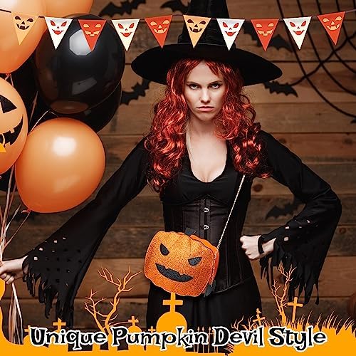 Hillban 3 Pcs Halloween PU Leather Bat Wing Spider Web Shoulder Bag Pumpkin Crossbody Bags Ghost Purse