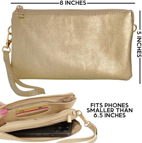 Humble Chic NY Vegan Leather Wristlet Purse For Women - Small Clutch Purse With Shoulder And Wrist Straps