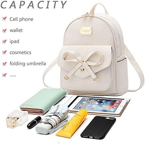 I IHAYNER Girls Bowknot Cute Leather Backpack Mini Backpack Purse For Women