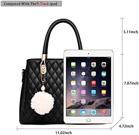 I IHAYNER Womens Leather Handbags Purses Top-handle Totes Satchel Shoulder Bag For Ladies With Pompon