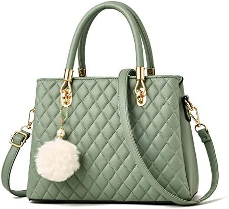 I IHAYNER Womens Leather Handbags Purses Top-handle Totes Satchel Shoulder Bag for Ladies with Pompon