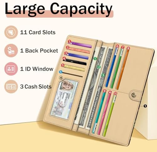 Immaturus Womens Wallet Goth Skull Bookshelf Slim Thin RFID Blocking Credit Card Wallets Long Bifold PU Leather Card Holder Organizer Cash Clutch Billfold With Zipper Coin Pocket Ladies Girls Gift