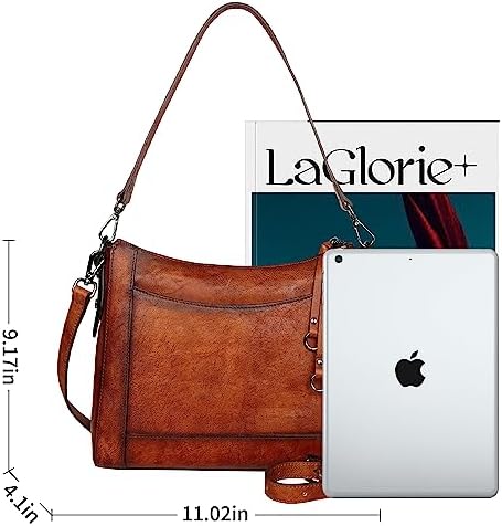 Iswee Leather Crossbody Bags For Women Shoulder Purse Medium Hobo Genuine Leather Satchel Purses And Handbags