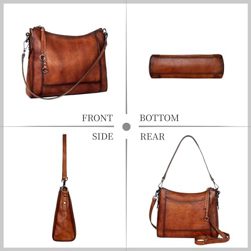 Iswee Leather Crossbody Bags For Women Shoulder Purse Medium Hobo Genuine Leather Satchel Purses And Handbags