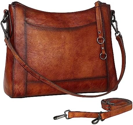 Iswee Leather Crossbody Bags for Women Shoulder Purse Medium Hobo Genuine Leather Satchel Purses and Handbags