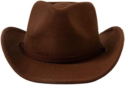 Jastore Kids Girls Boys Wide Brim Western Cowboy Cowgirl Hat With Wind Lanyard Felt Fedora Hat