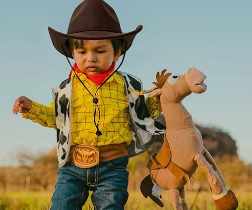 Jastore Kids Girls Boys Wide Brim Western Cowboy Cowgirl Hat With Wind Lanyard Felt Fedora Hat