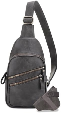 JESSIE & JAMES Jeannie Unisex Multi-Pocket Concealed Carry Sling Bag Crossbody Backpack Purse - Dark Grey