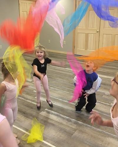 Juggling Scarves 12 PCS Dance Scarves For Kids Play Silk Scarve For Toddlers Children Movement Music Scarf Magic Tricks Performance Props Accessories Rhythm Band Scarfs 12colors 24 Inches