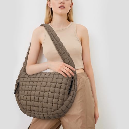 Juoxeepy Quilted Tote Bag Large Carryall Puffer Shoulder Bag Lightweight Padding Hobo Bag
