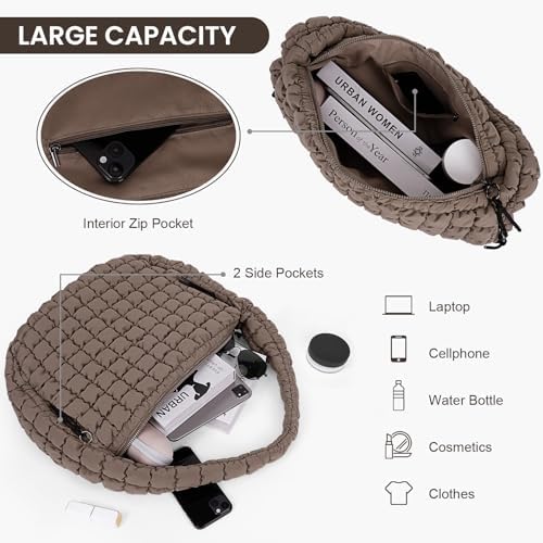 Juoxeepy Quilted Tote Bag Large Carryall Puffer Shoulder Bag Lightweight Padding Hobo Bag