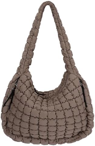 Juoxeepy Quilted Tote Bag Large Carryall Puffer Shoulder Bag Lightweight Padding Hobo Bag