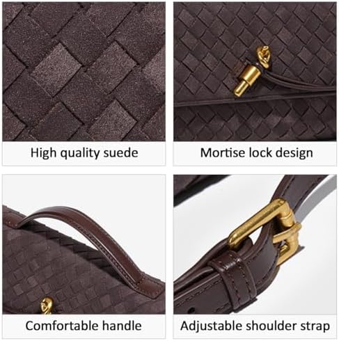 JYG Suede Woven Handbag For Women Trendy Evening Shoulder Bag Casual Clutch Purse Crossbody Satchel With Metal Buckle 2025
