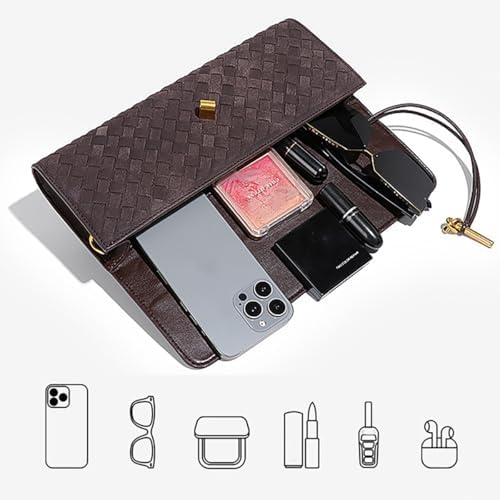 JYG Suede Woven Handbag For Women Trendy Evening Shoulder Bag Casual Clutch Purse Crossbody Satchel With Metal Buckle 2025