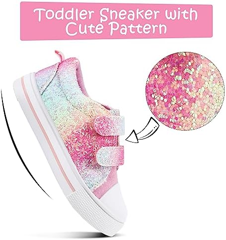 K KomForme Toddler Boys & Girls Shoes Kids Canvas Sneakers With Cartoon Dual Hook And Loops