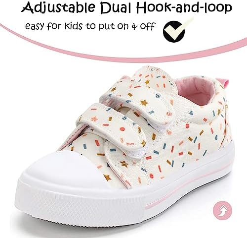 K KomForme Toddler Sneakers For Boys And Girls Dual Hook And Loops Sneakers Baby Canvas Shoes