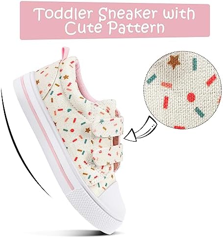 K KomForme Toddler Sneakers For Boys And Girls Dual Hook And Loops Sneakers Baby Canvas Shoes