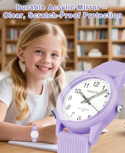 Kids Analog Watches For Girls Boys Watches With Soft Band Learning Time 50M Waterproof Children Watch Easy To Read For Ages 4-12 Kids Gift
