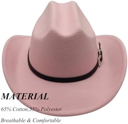 Kids Cowboy Hat For Girls Boys Western Cowgirl Hat With Buckle Belt Unisex Wide Brim Fedora Hat Dress Up Costume