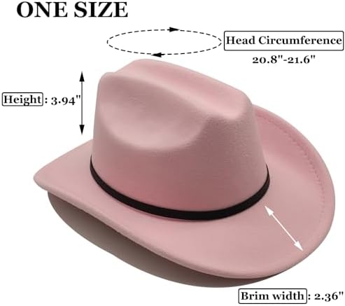 Kids Cowboy Hat For Girls Boys Western Cowgirl Hat With Buckle Belt Unisex Wide Brim Fedora Hat Dress Up Costume