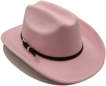 Kids Cowboy Hat For Girls Boys Western Cowgirl Hat With Buckle Belt Unisex Wide Brim Fedora Hat Dress Up Costume