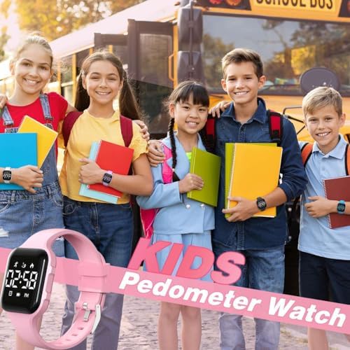 Kids LED Digital Watch With Pedometer Step Counter Waterproof Sport Wristwatch Calendar Alarm Clock For Children Boys Girls Teens