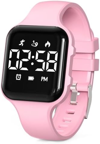 Kids LED Digital Watch with Pedometer Step Counter Waterproof Sport Wristwatch Calendar Alarm Clock for Children Boys Girls Teens