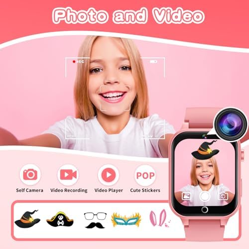 Kids Smart Watches Girls Age 6-12 26 Games Touchscreen Kids Watch With Video Camera Music Player Learning Cards Audiostory Flashlight 12/24 Hr Educational Toys Birthday Gifts For Girls Ages 6 7 8
