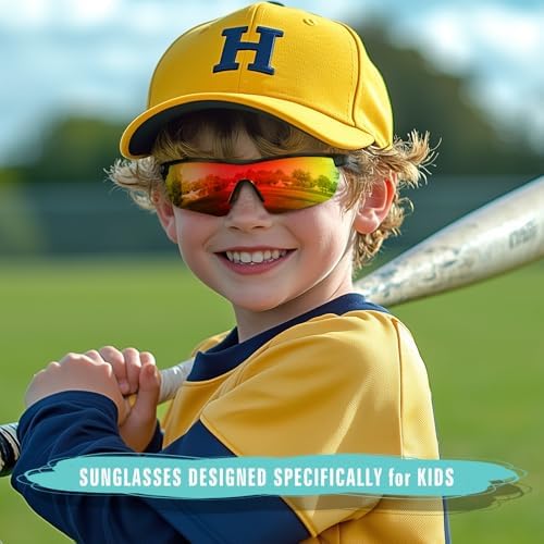 Kids Sunglasses Youth Baseball Sun Glasses Polarized Sports TR90 Lightweight UV400 Cycling Shades Frame Boys Girls