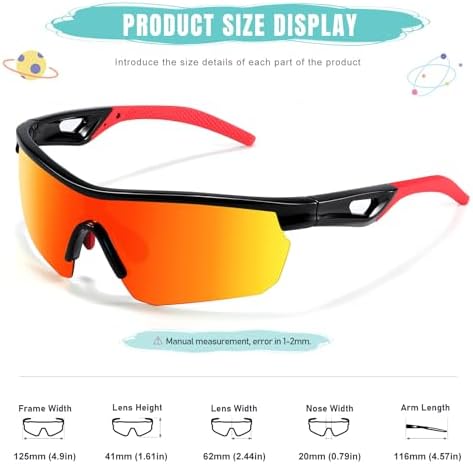 Kids Sunglasses Youth Baseball Sun Glasses Polarized Sports TR90 Lightweight UV400 Cycling Shades Frame Boys Girls