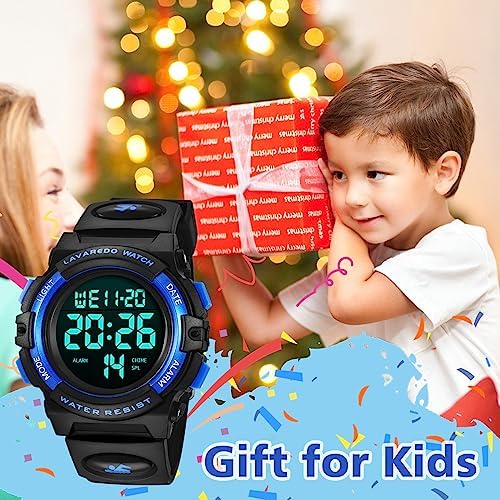 Kids Watch Boys Watch For 3-15 Year Old Boys Digital Sport Outdoor Multifunctional Chronograph LED 50 M Waterproof Alarm Calendar Analog Watch For Children With Silicone Band Kids Gift