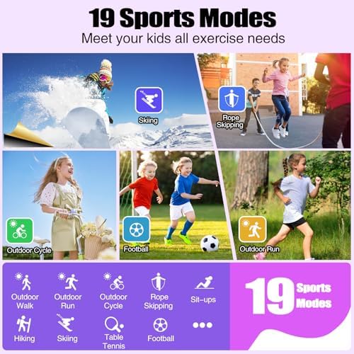 Kids Watch For Girls Boys With IP68 Waterproof Girls Watch With 19 Sports Modes Sleep Tracking Pedometer Stopwatch Kids Activity Tracker Birthday Gifts For Girls Age 6-15 Years Old