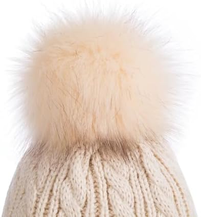 Kids Winter Beanie Hat Children's Warm Fleece Lined Knit Thick Ski Cap With Pom Pom For Boys Girls