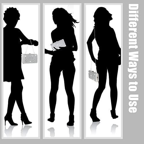 Kigeli 4 Pieces Women Rhinestone Evening Clutch Bag Bling Earring Necklace Bracelet For Wedding Formal