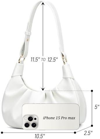 KKXIU Shoulder Bag Crescent Handbag Ruched Purse Underarm Bag Mini Hobo For Women Detachable Gold Chain Crossbody Bag