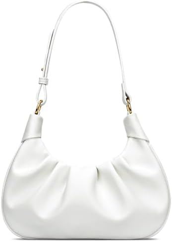KKXIU Shoulder Bag Crescent Handbag Ruched Purse Underarm Bag Mini Hobo for Women Detachable Gold Chain Crossbody Bag