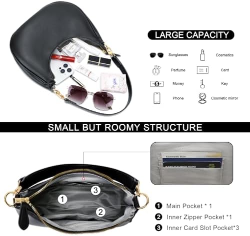 KKXIU Shoulder Bag For Women Small Purse Cute Clutch Hobo Handbag Trendy Crescent Bag