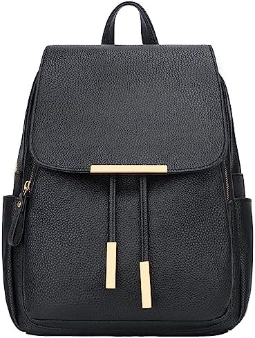 KKXIU Trendy Leather Backpack Purse For Women And Ladies Shoulder Travel Daypacks Bags (A-Black)