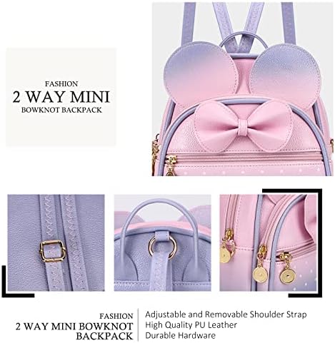 KL928 Girls Bowknot Polka Dot Cute Mini Backpack Small Daypacks Convertible Shoulder Bag Purse For Women