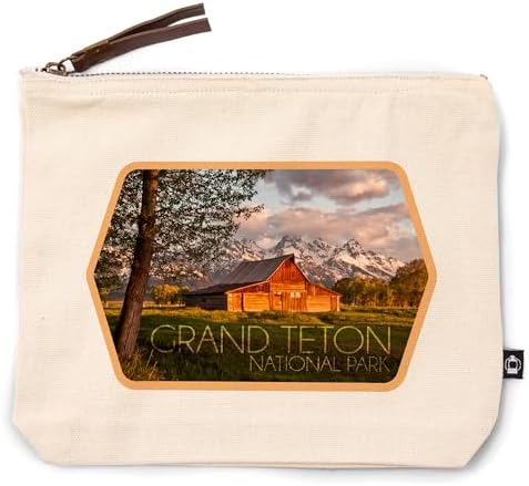 Lantern Press Grand Teton National Park Wyoming Barn and Tree 100% Cotton Zipper Pouch Travel Accessory Go Bag