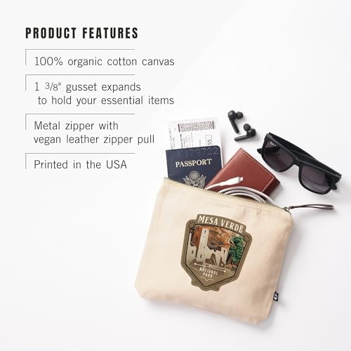 Lantern Press Mesa Verde National Park Colorado Painterly National Park Series 100% Cotton Zipper Pouch Travel Accessory Go Bag