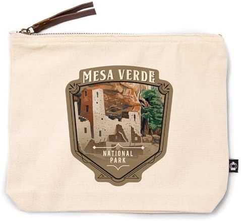 Lantern Press Mesa Verde National Park Colorado Painterly National Park Series 100% Cotton Zipper Pouch Travel Accessory Go Bag
