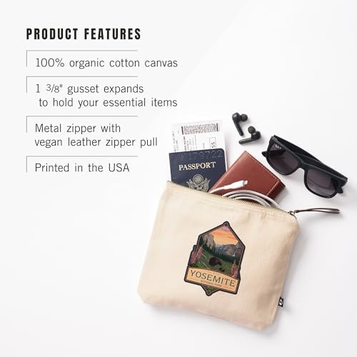 Lantern Press Yosemite National Park California Bears And Spring Flowers 100% Cotton Zipper Pouch Travel Accessory Go Bag